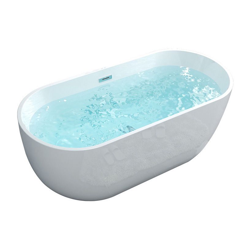 Modern Oval Stand Alone Bathtub Acrylic White Soaking Back to Wall Bath