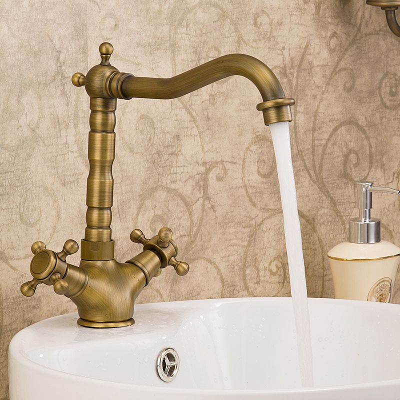 Industrial Wide Spread Bathroom Faucet Cross Handles Centerset Lavatory Faucet