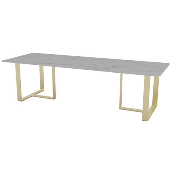 Glam Style Writing Desk White Curved Home and Office Meeting Table