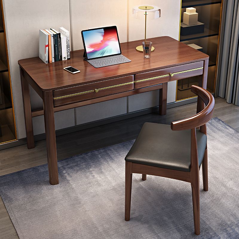 Modern Solid Wood Office Desk 2-drawer 29.53" Tall Writing Desk