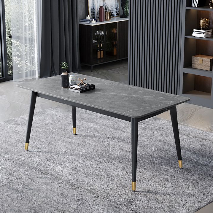 Contemporary Fixed Dining¬†Room¬†Table¬†Set with Metal 4 Legs Base Dining Table Furniture