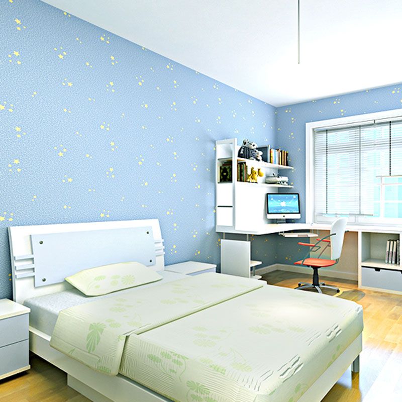 Blue Luminous Star Wallpaper Roll Waterproofing Wall Decor for Children, 33 ft. x 20.5 in