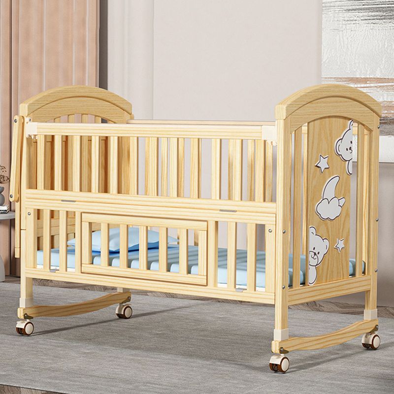 Farmhouse Wooden Baby Crib Animal Print Contrast Color Nursery Crib