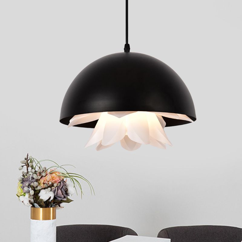 Warehouse Jellyfish Hanging Pendant Light 1-Bulb Iron Ceiling Suspension Lamp in Black/White/Gold for Kitchen