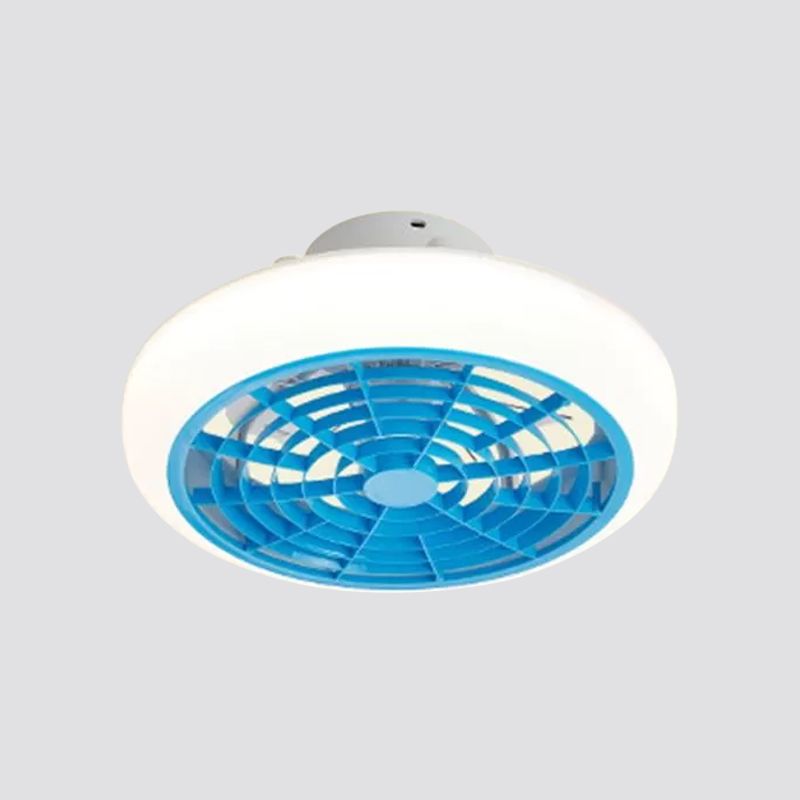 Circle Semi-Flush Mount Contemporary Acrylic 18" Wide LED Pendant Fan Light Fixture for Living Room