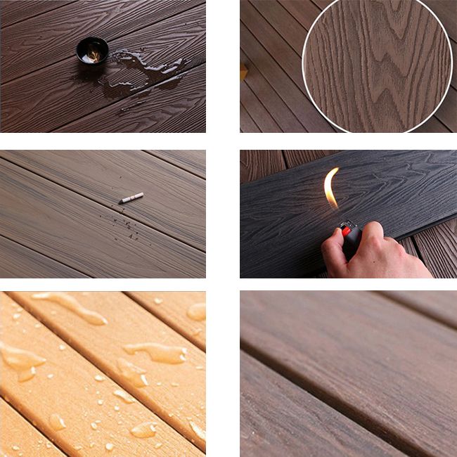 Outdoor Patio Deck Tile Kit Nailed Composite Embossed Deck Plank
