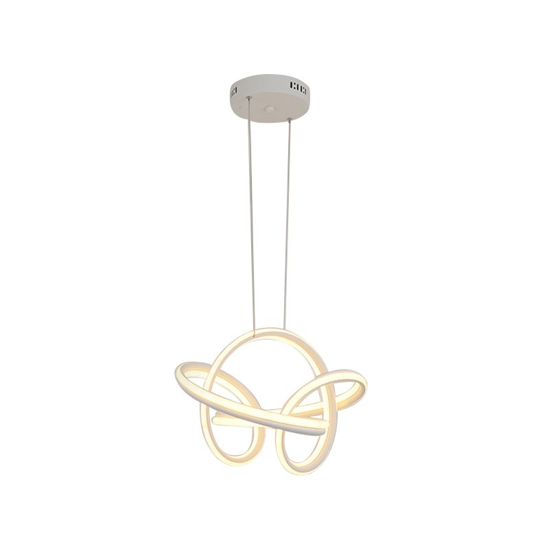 Modern Cycle Acrylic Drop Lamp Integrated LED Chandelier Light Fixture in White/Coffee over Table