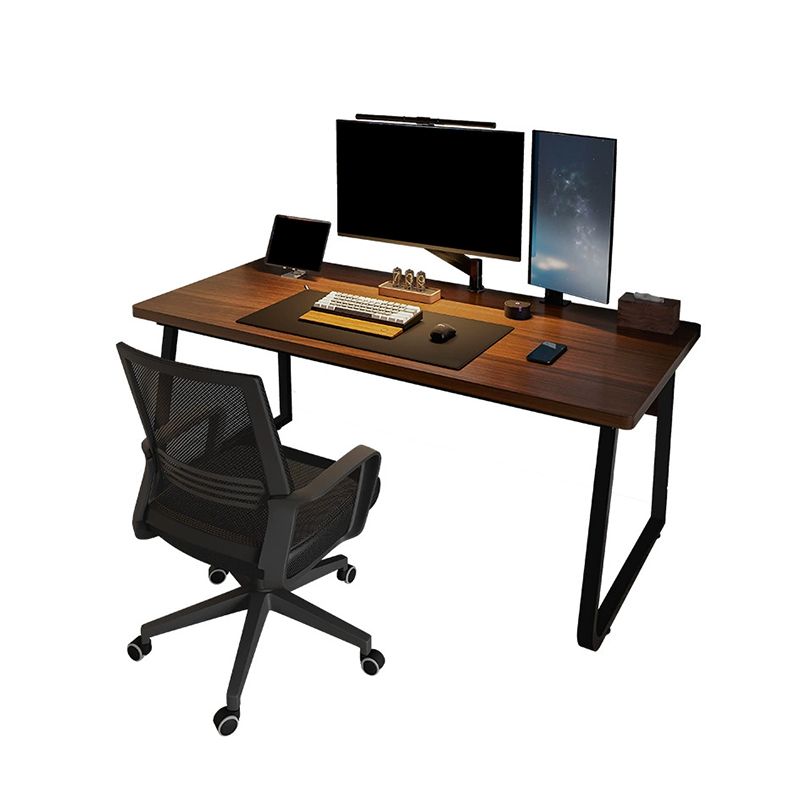 Industrial Curved Computer Desk Antique Finish Office Desk with Metal Legs