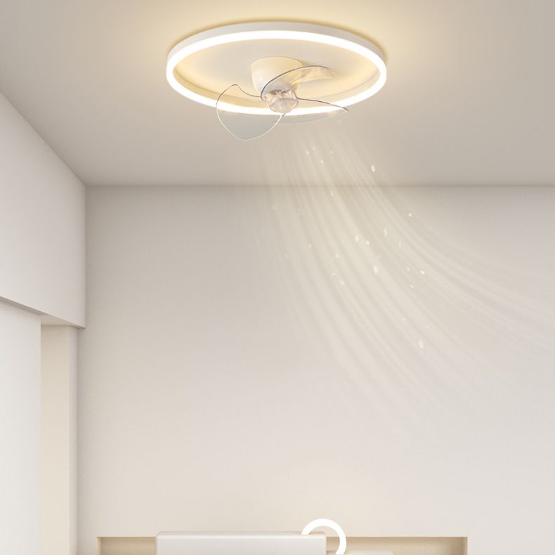 Single Modern White Finish Ceiling Fan Lamp Circle LED Ceiling Fan Light for Foyer