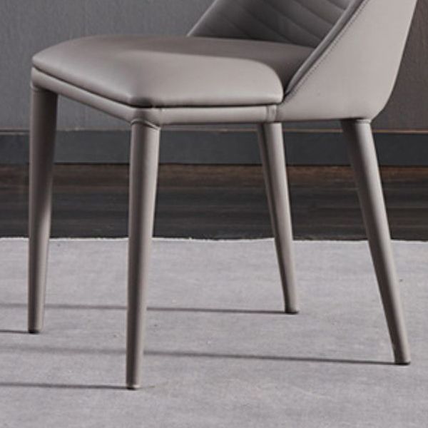 Contemporary Style Armless Solid Back Chair Leather Dining Side Chair