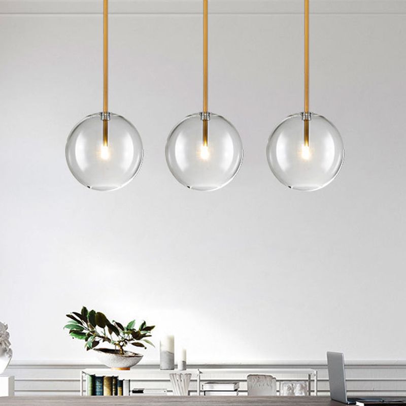 Globe Glass Hanging Light Fixture Minimalist Style Gold Pendant Lighting Fixture