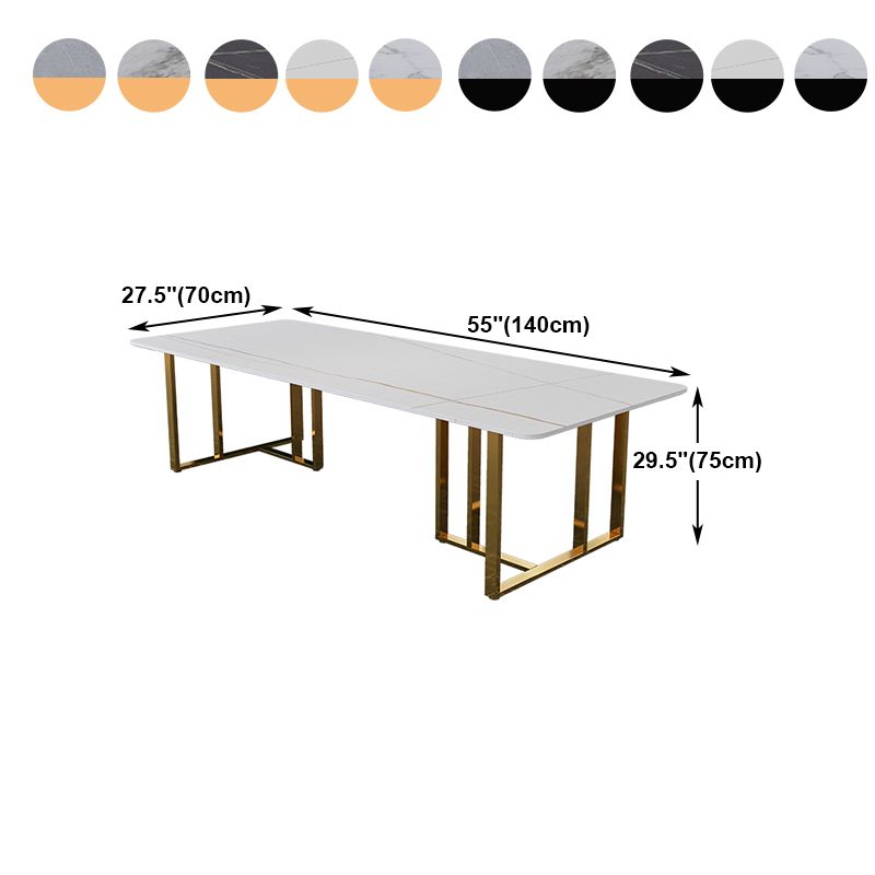 Glam Style Rectangular Office Desk Sintered Stone Writing Desk for Meeting Room