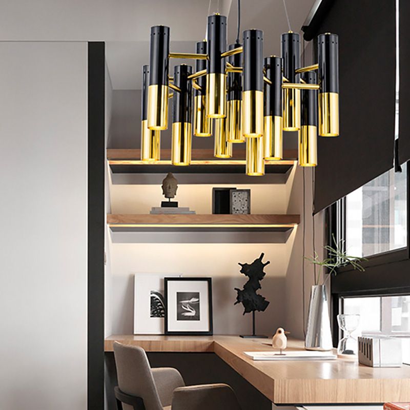 Sitting Room Postmodern Metal Chandelier Lighting Fixture Balck-gold Chandelier Pendant Light