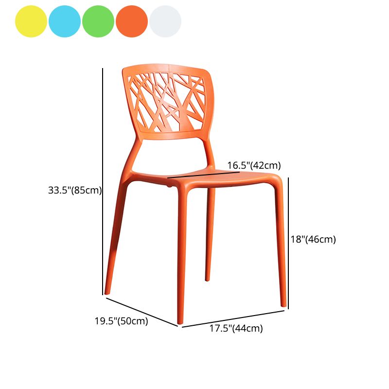 Scandinavian Plastic Patio Dining Side Chair Open Back Dining Side Chair