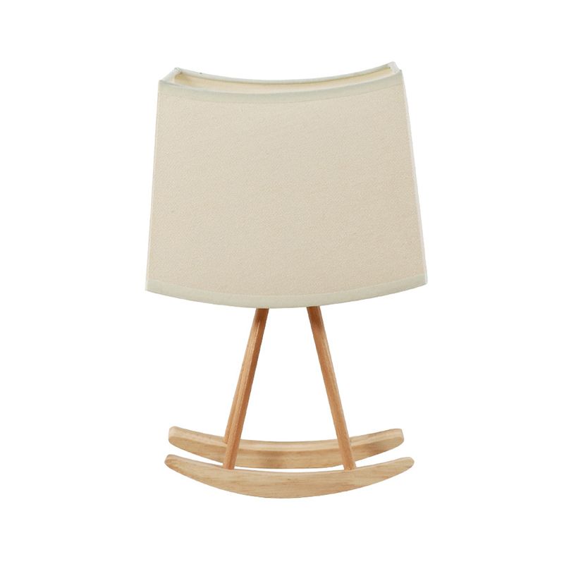 Fabric Shaded Table Light Contemporary 1 Bulb Small Desk Lamp in White with Wood Base