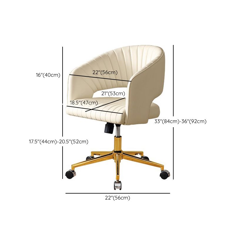 White Modern Swivel Chair Adjustable Seat Height Office Chair with Wheels