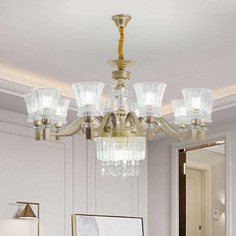 Sputnik Ceiling Chandelier Contemporary Crystal 11/13/15 Heads 37.5"/40.5"/41" Wide Satin Brass Hanging Light