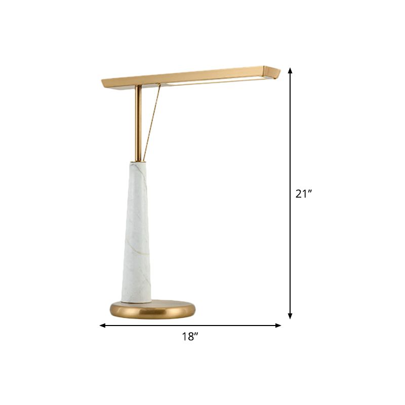 Metal Linear Night Light Post-Modern LED Brass Marble Nightstand Lamp for Study Room