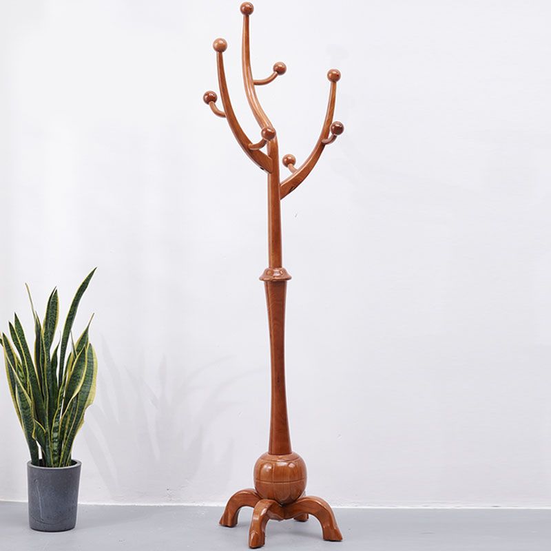 Traditional Coat Rack Free Standing Coat Hook Rubberwood Hall Stand