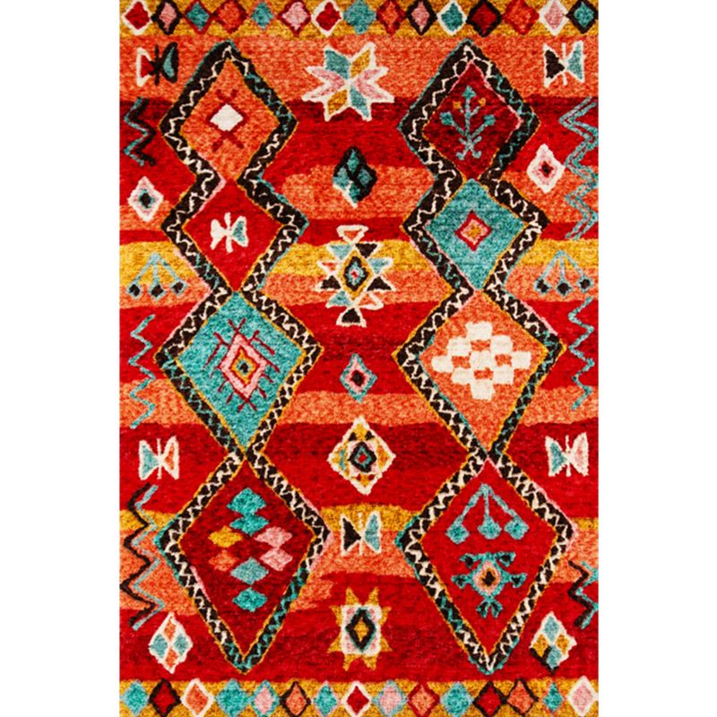 Boheemian Americanan Print Rug Red Polyester Area Rug Easy Care Tapijt voor woonkamer