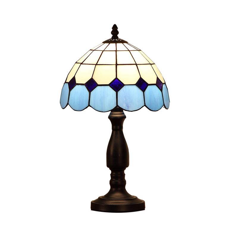 Domed Accent Table Lamp Retro Style Stained Glass 1 Light Decorative Accent Lamp for Bedside