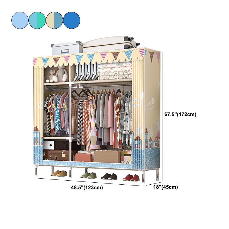 Metal Frame Wardrobe Armoire Contemporary Style Home Wardrobe