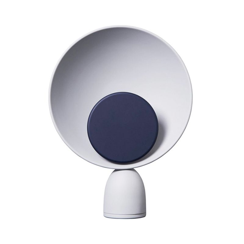 LED Bedroom Reading Light Modernism Blue Night Table Lamp with Saucer Metal Shade