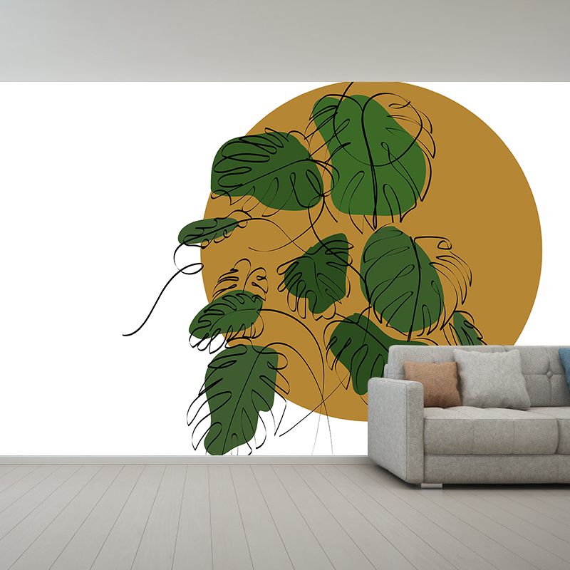 Eco-friendly Wall Mural Wallpaper Hand Painted Plants Sitting Room Wall Mural