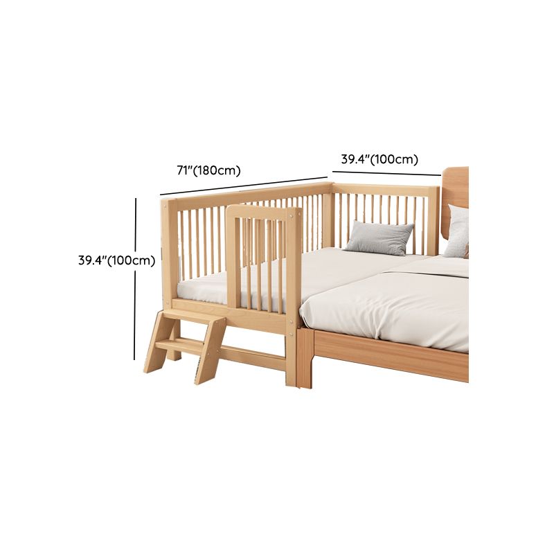 Natural Farmhouse Nursery Crib in Solid Wood with Guardrail Crib