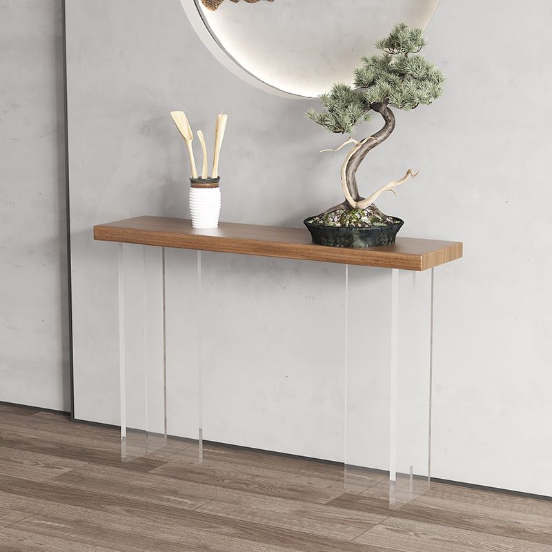 32.67" High Solid Wood Scratch Resistan Console Table Acrylic Frame Accent Table