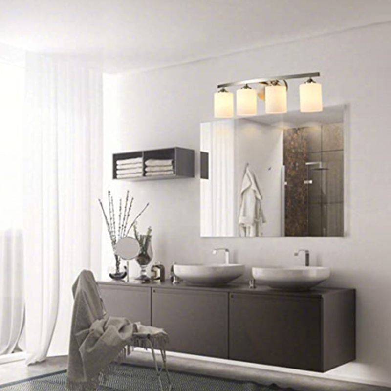 Modern Bath Vanity Lighting White Glass Shaded Light for Bathroom