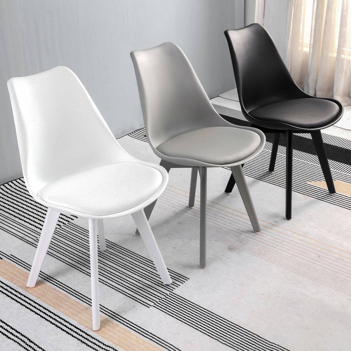 Glam Style Plastic Dining Armless Chair Upholstered Solid Back Side Chairs for Home Use