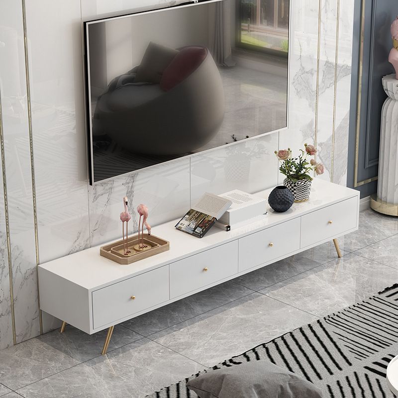 Modern TV Media Stand Engineered Wood White TV Stand Console with Drawers