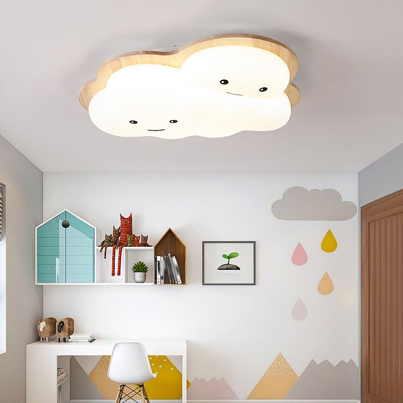 Modern Ceiling Light Wooden Ceiling Mount Light with Acrylic Shade for Bedroom