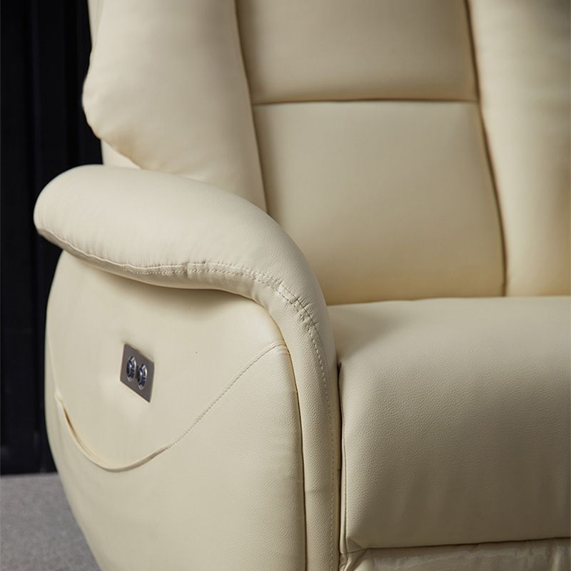 Glam Genuine Leather Recliner Chair Solid Color Standard Recliner