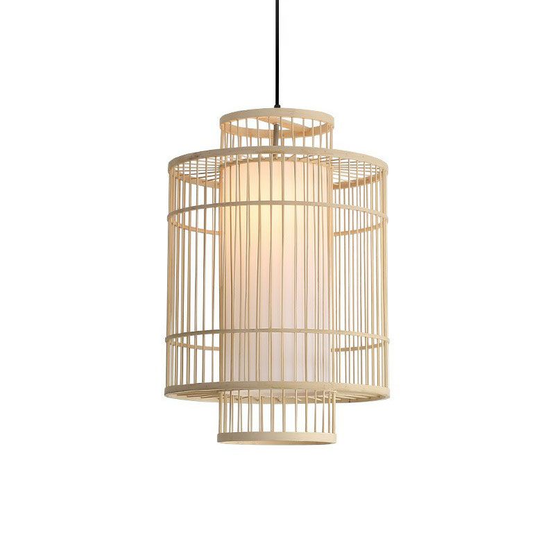 Chinese Palace Lantern Pendant Lamp Bamboo 1 Head Study Room Ceiling Light Fixture