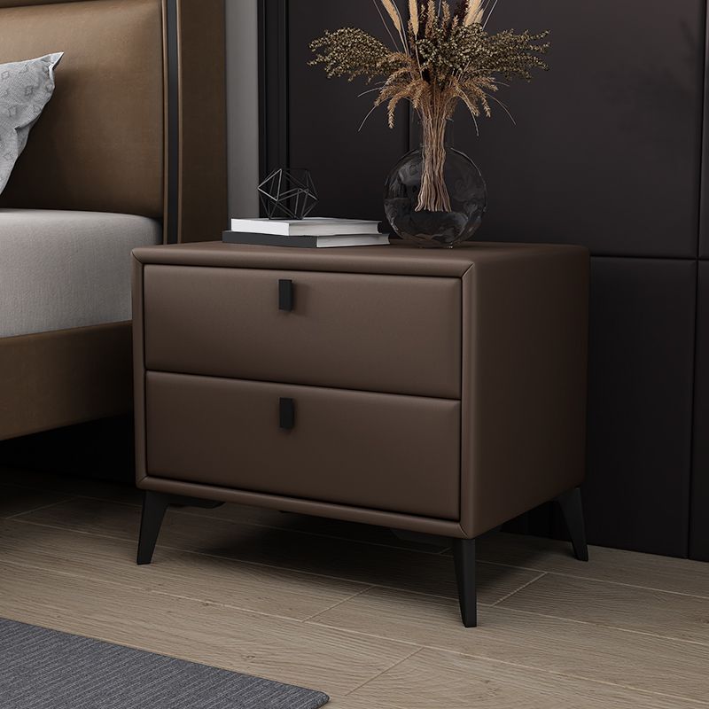 Leather Accent Table Nightstand Modern Nightstand for Bedroom