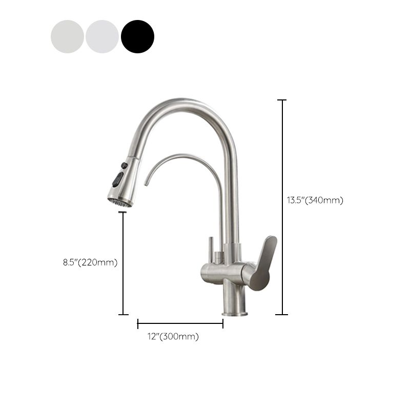 Modern 2-Handle Kitchen Faucet with Sprayer and Water Dispenser Bar Faucet