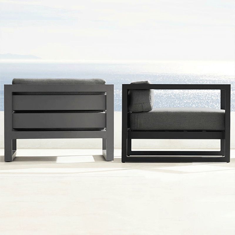 Contemporary Black Outdoor Patio Sofa Water Resistant Outdoor Patio Sofa