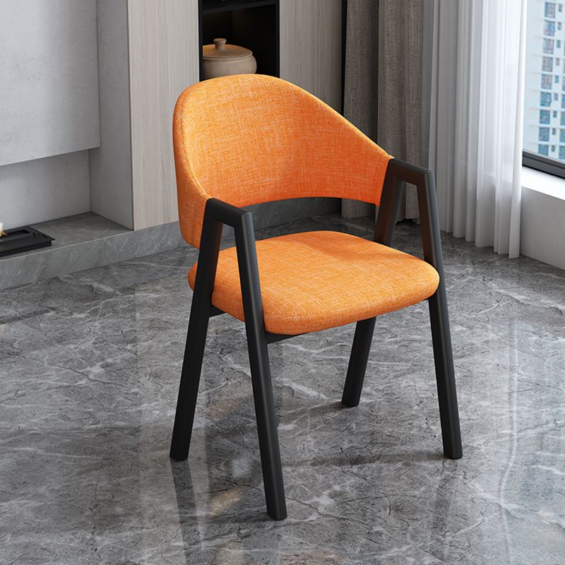 Modern Style Metal Side Chair Open Back Dining Side Chair with Black Legs