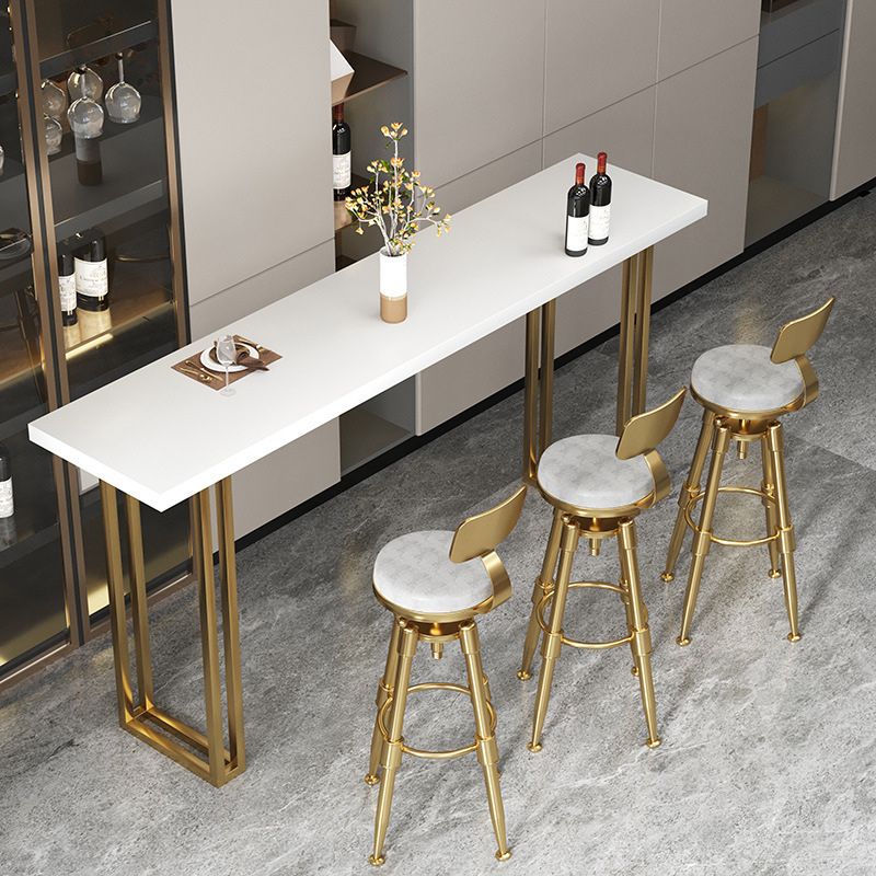 Contemporary Gold Event and Cocktail Table Wood Sled Rectangle Counter Table