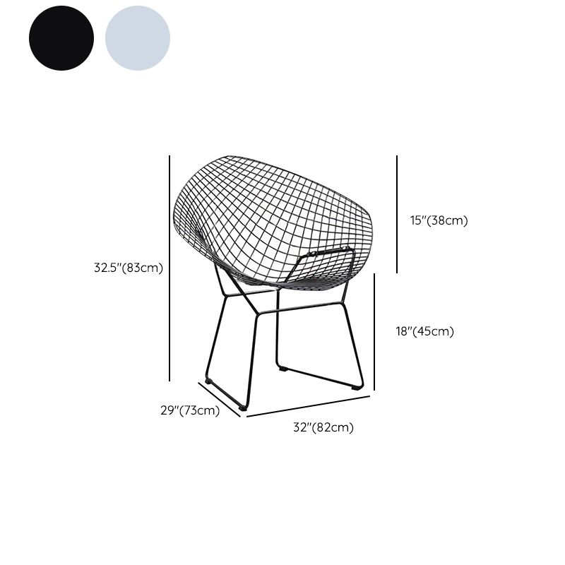 Metal Patio Dining Chair Modern Armless Dining Side Chair in Black/White