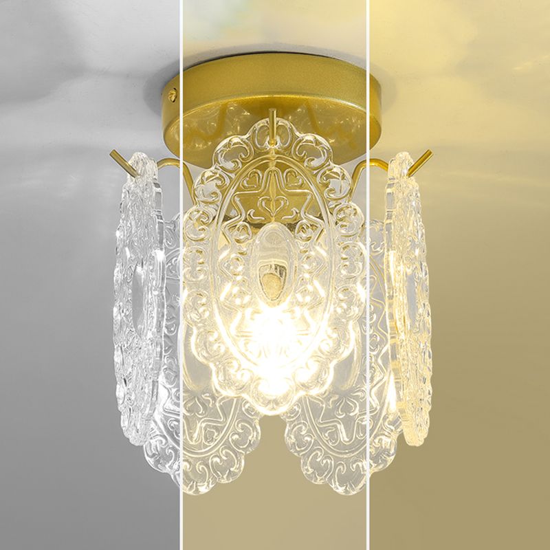 Light Luxury Style Ceiling Lamp Glass Shade Ceiling Light for Living Room