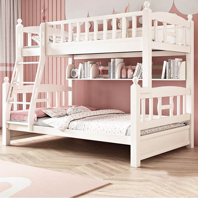 Traditional Style Kid Bed in White Solid Wood Standard Bunk Bed