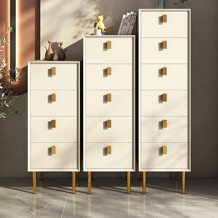 Vertical Chest with Drawers Leather Chest with Metal Legs for Bedroom