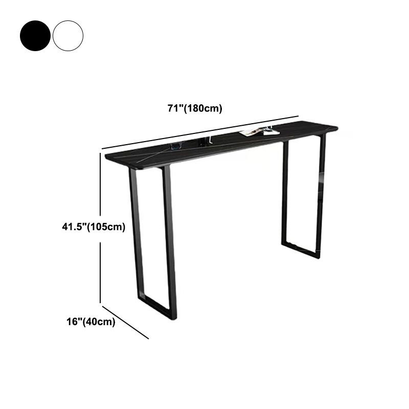 Indoor Stone Counter-height Pub Table Rectangle Sled Industrial Bar Dining Table