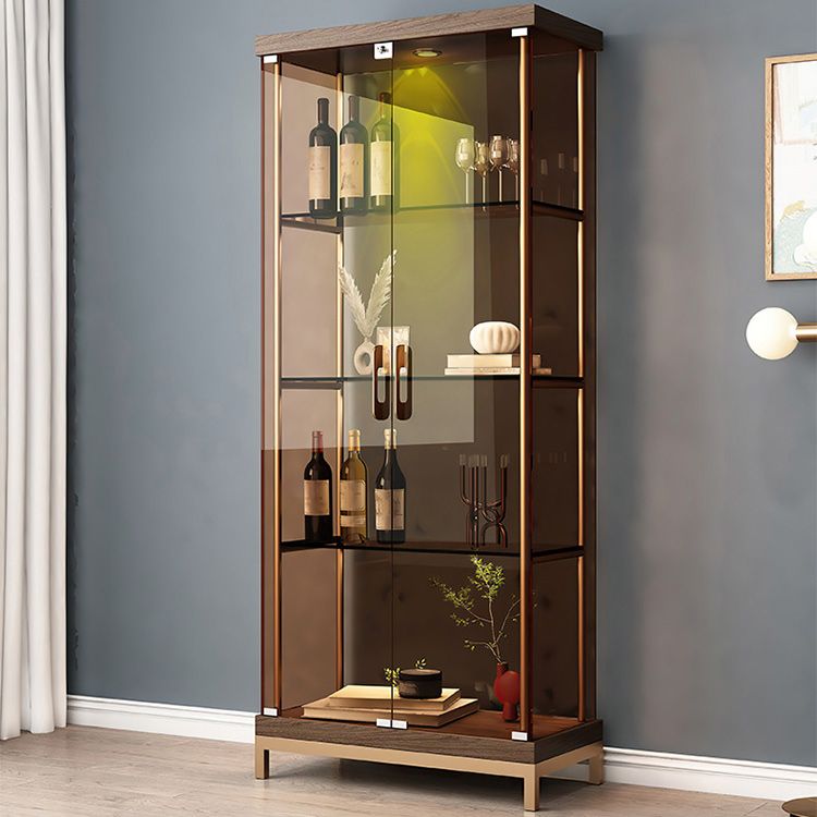 Glam Curio Cabinet Metal Glass Doors Buffet Cabinet with Doors for Living Room