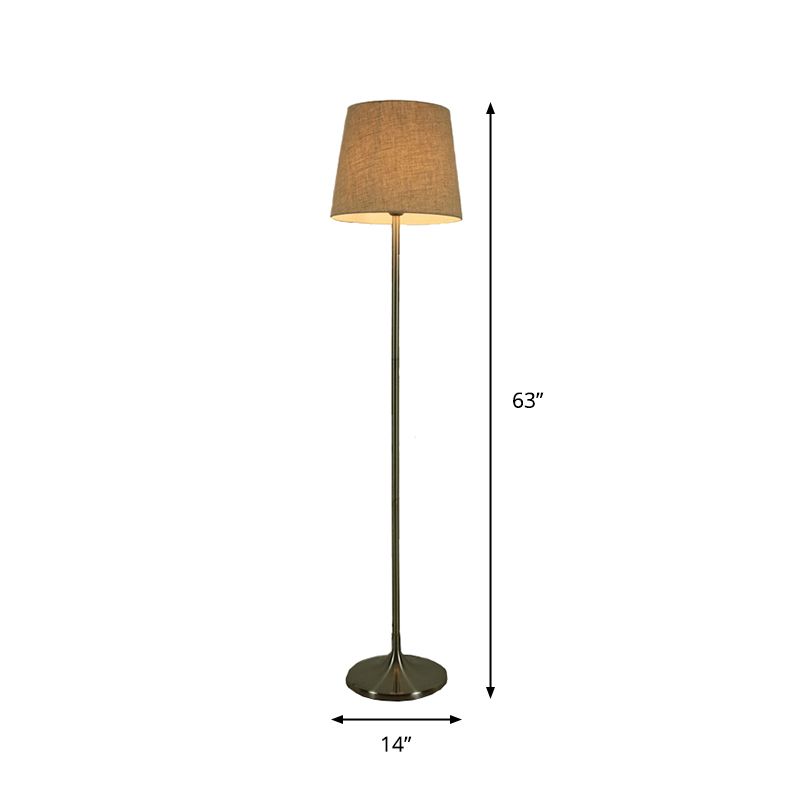 Fabric Empire Shade Floor Standing Light Minimalist 1 Head Living Room Floor Lamp in Nickel