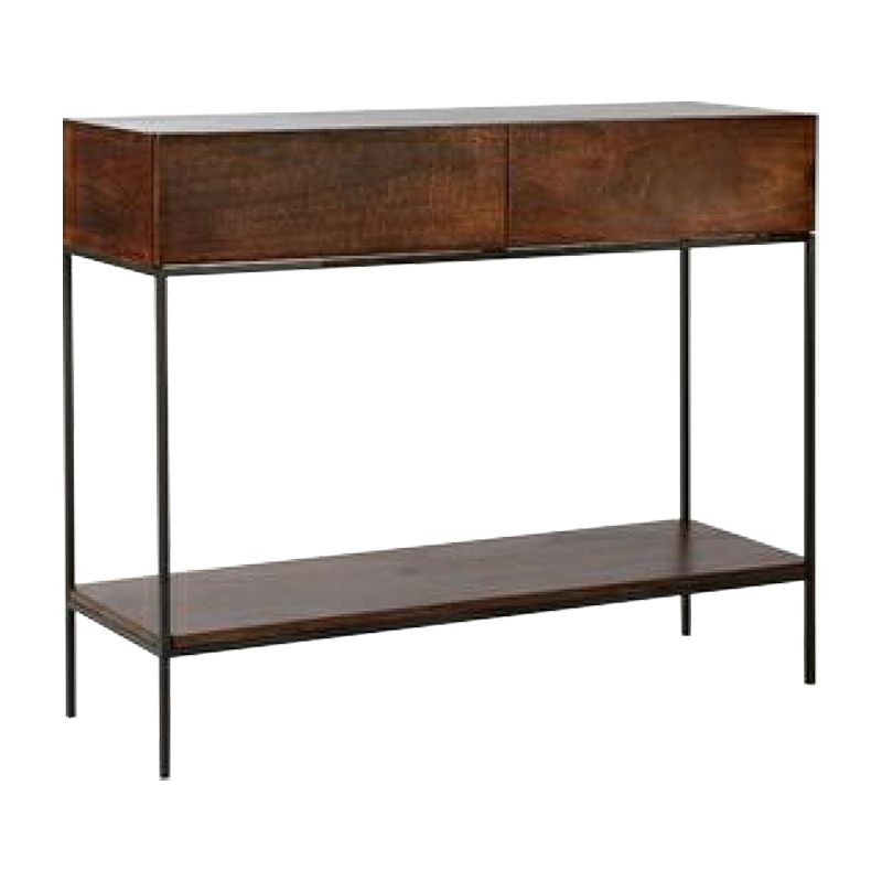 2-drawer Console Table in Brone and Wood Shelf Console Table