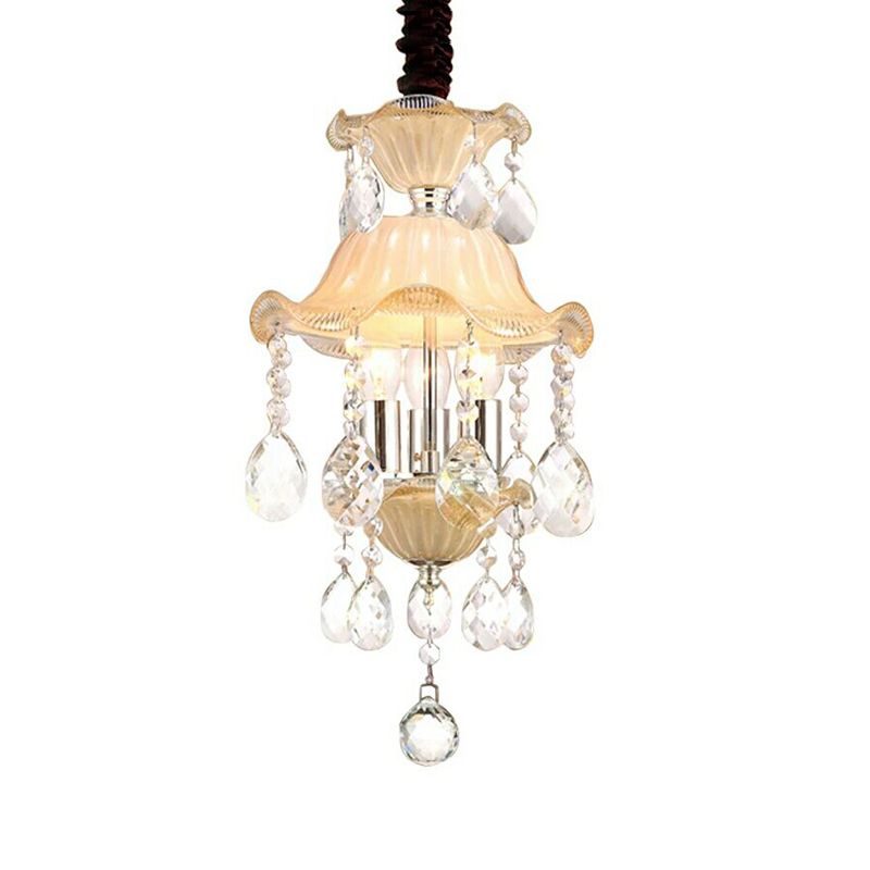 Modernist Flower Chandelier Light Clear Crystal 3 Lights Corridor Hanging Ceiling Lamp